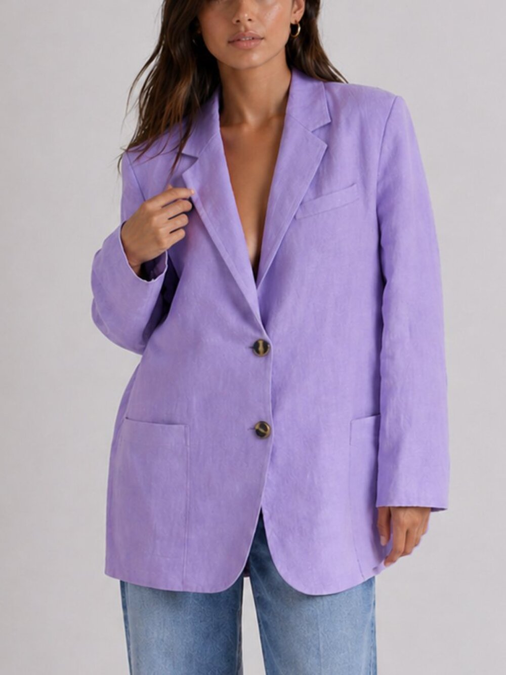 Zara Linen Oversized Light Purple Blazer Small